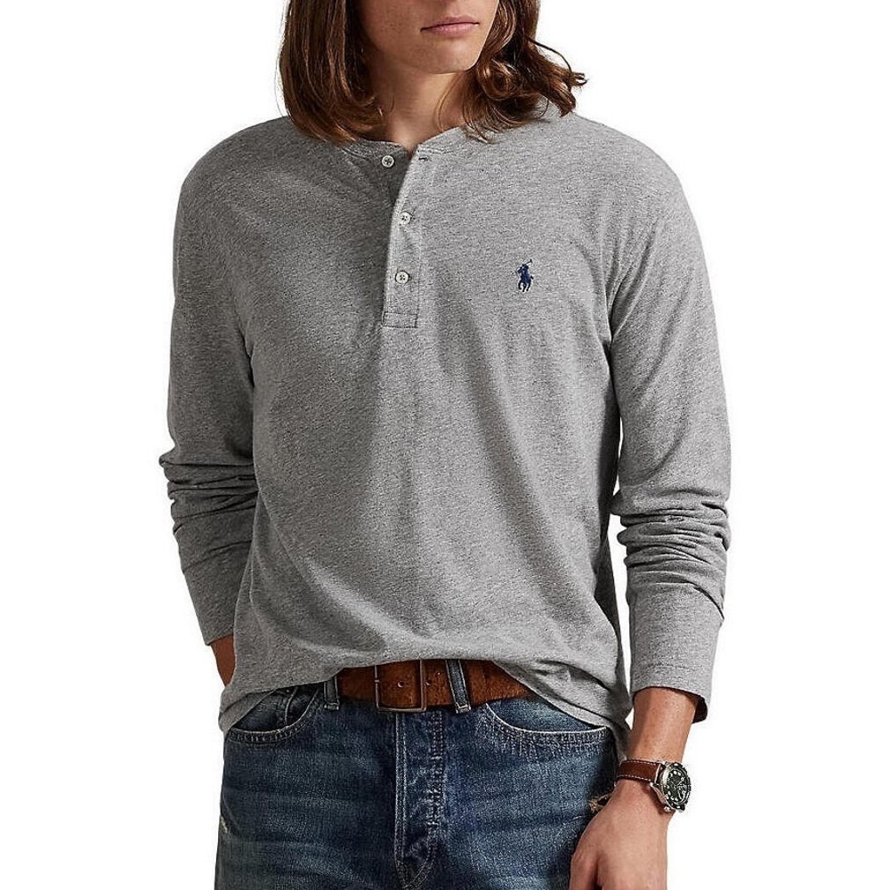 Polo Denim & Supply Slub Jersey Long Sleeve Henley Tee